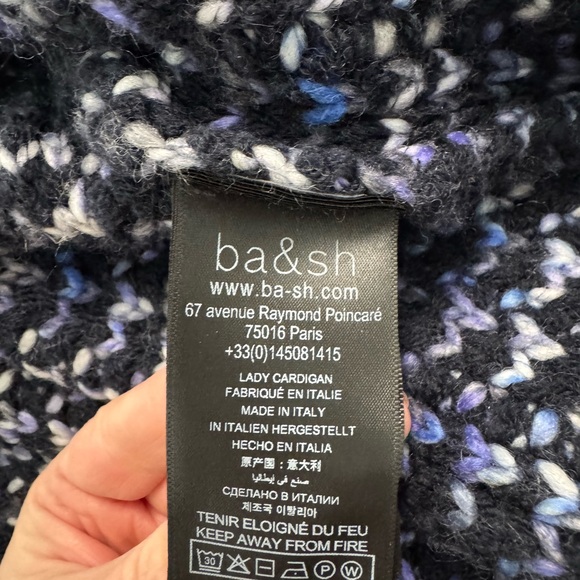 Ba&sh Beloni Knit Lady Cardigan in Black and Blue Small - Picture 7 of 9